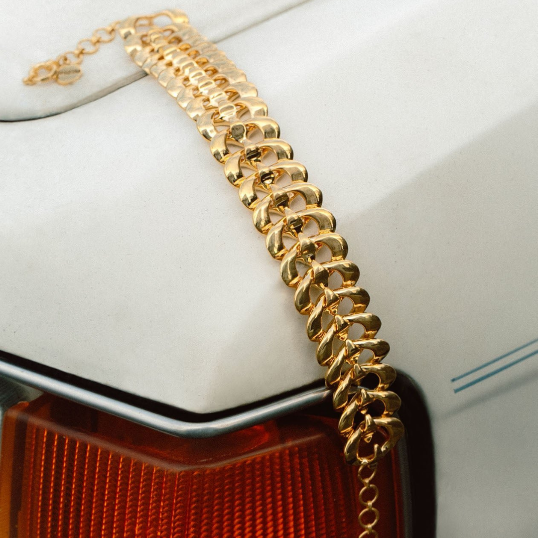 24K Gold Plated Interlink Choker Necklace
