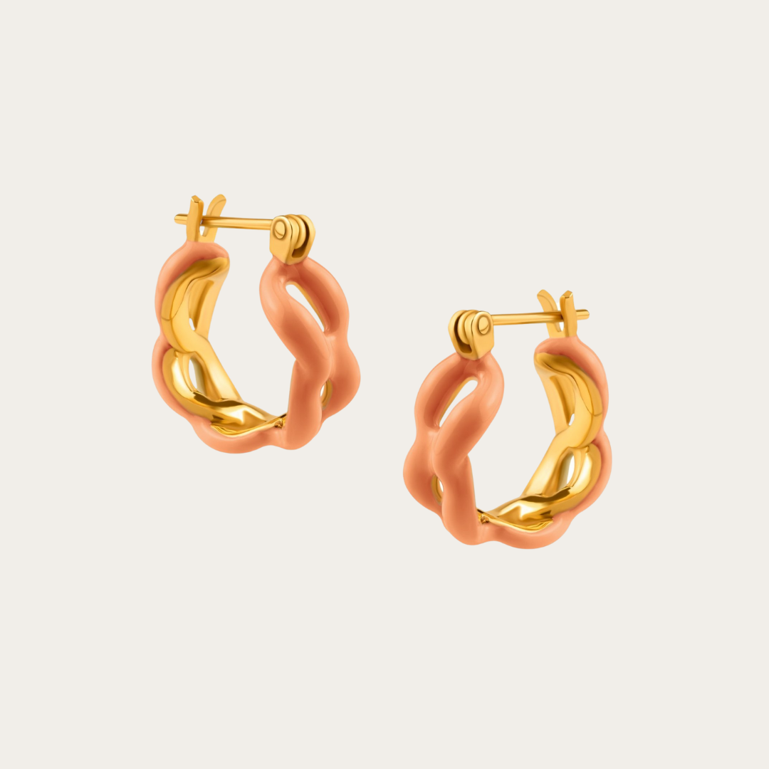 Gold Square Chain Link Hoop Earrings