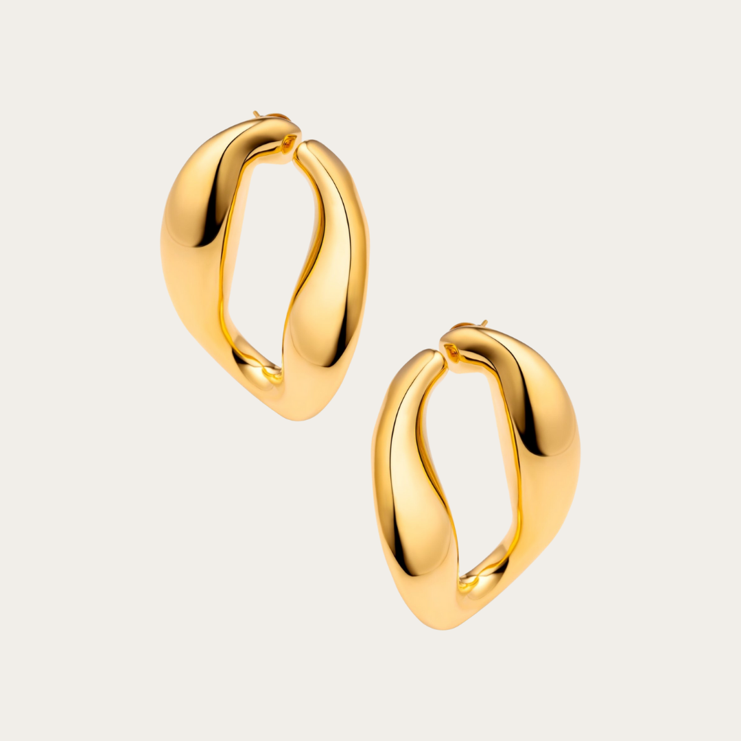 22K Gold Plated Chunky Chain Hoop Earrings