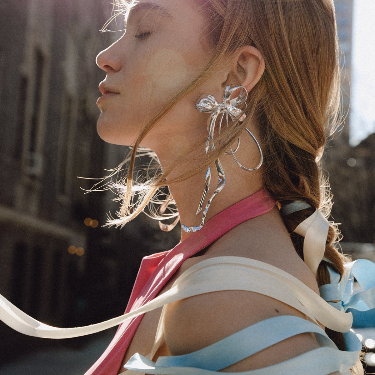 Mega Bow Silver Statement Earrings