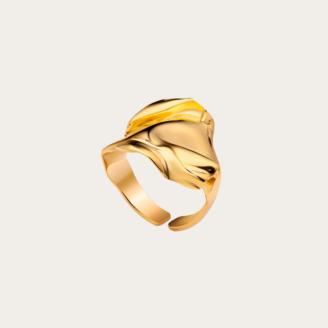 Gold Textured Flow Statement Ring