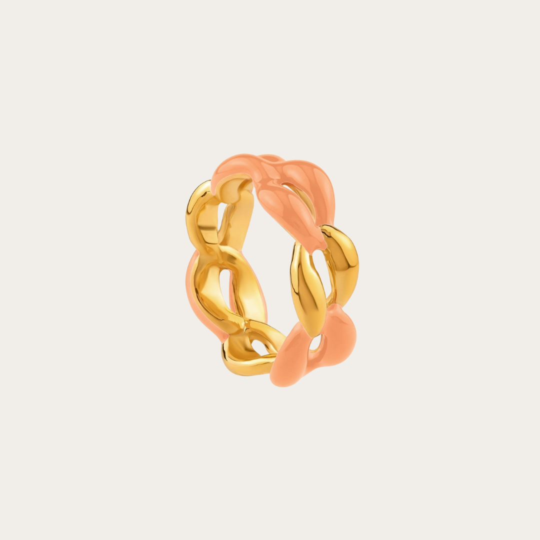 Juicy Enamel Gold Chain Link Ring