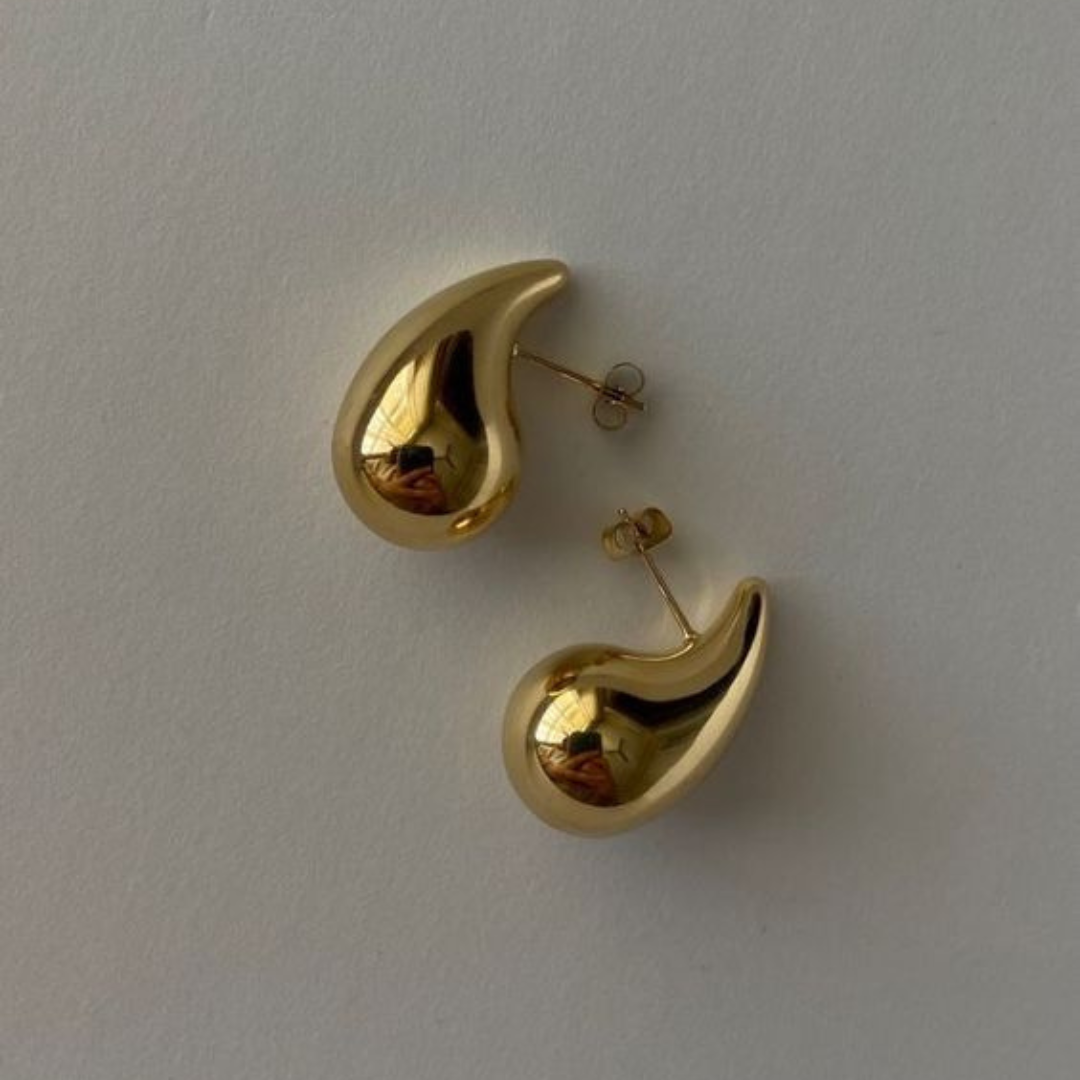 18K Gold Plated Chunky Teardrop Earrings