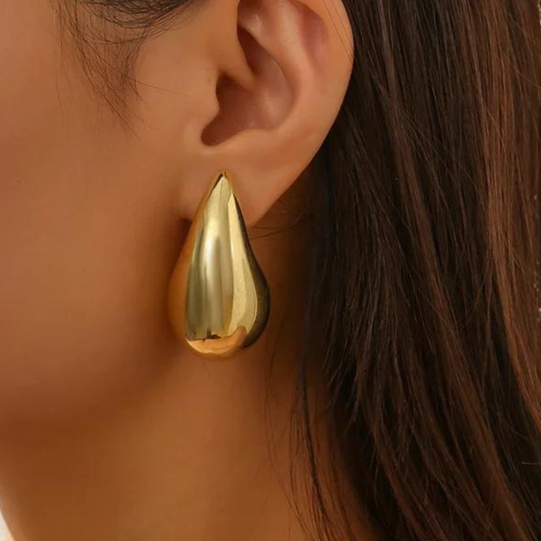 18K Gold Plated Chunky Teardrop Earrings