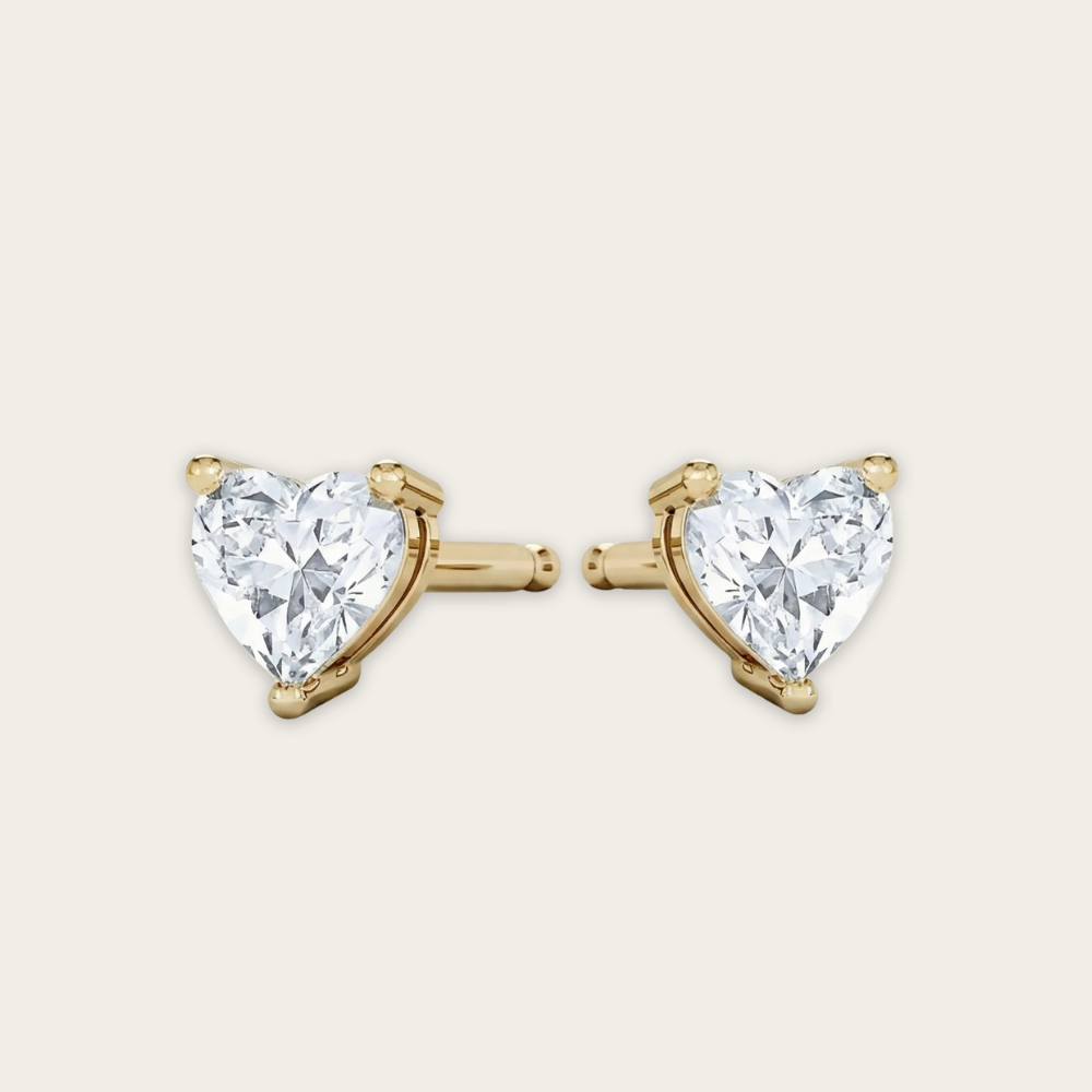 Lab-Grown Diamond Heart Stud Earrings
