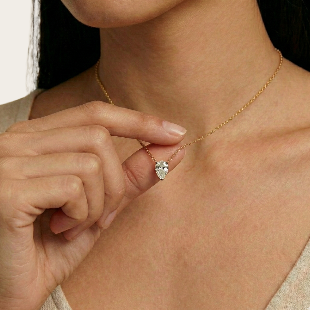Lab-Grown Diamond Pear Pendant Necklace