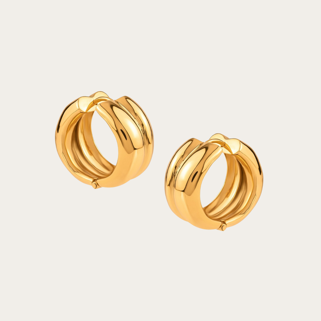GOLD POLISHED CHUBBY CLASSIC HUGGIE EARRING