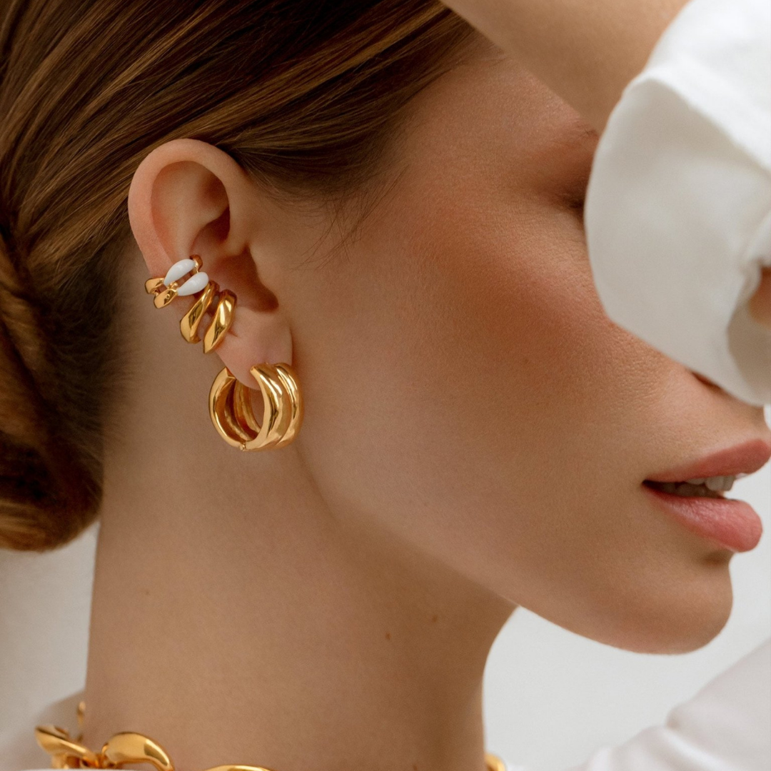 24K Gold Plated Chubby Hoop Huggies