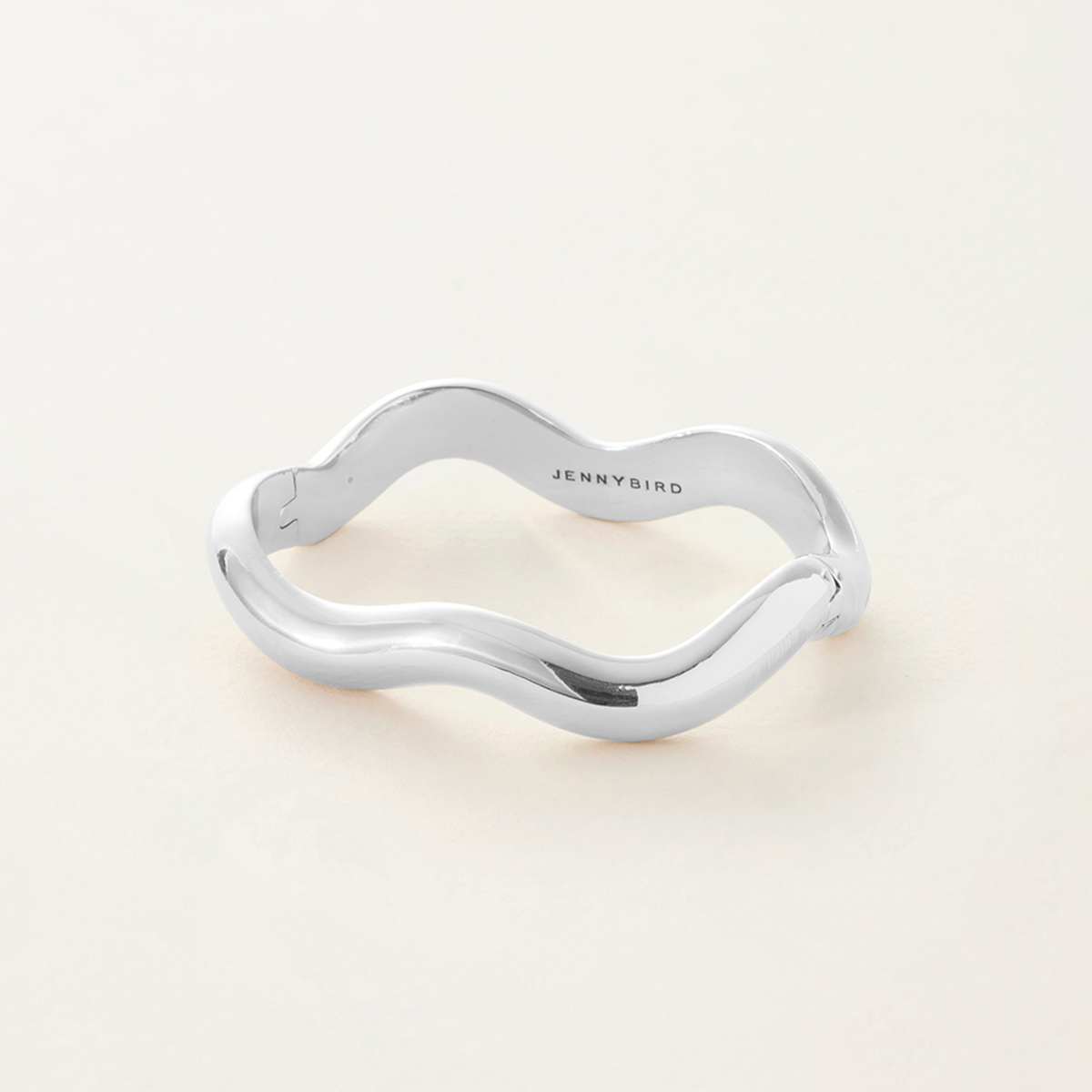 Rhodium Silver Ola Bangle Bracelet