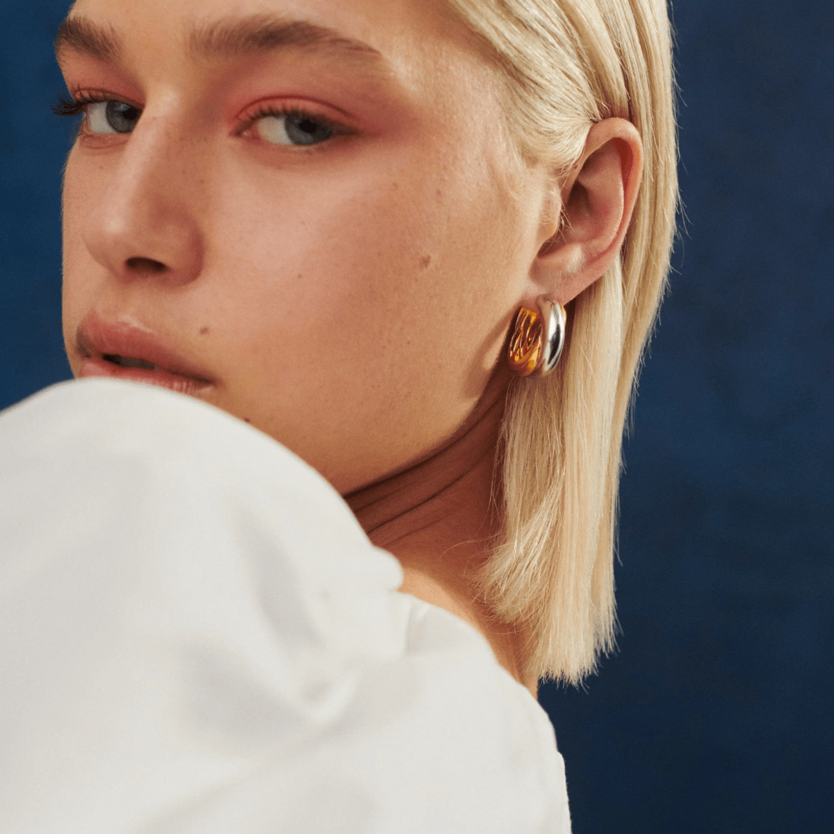 Lucy Williams Two-Tone Crossover Hoop Earrings