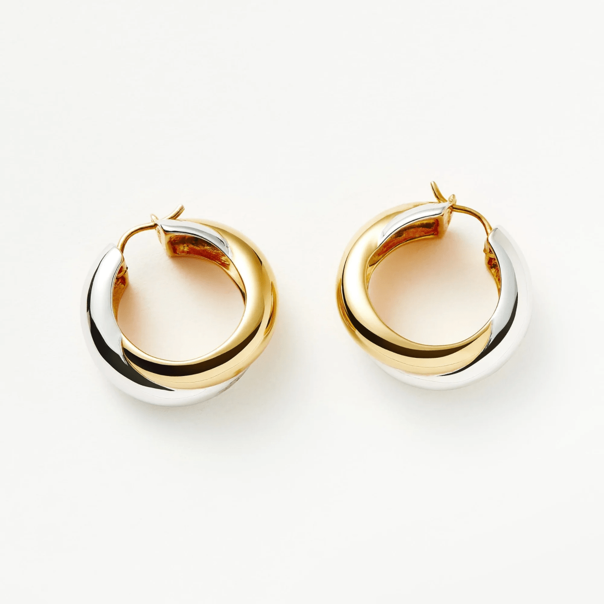 Lucy Williams Two-Tone Crossover Hoop Earrings