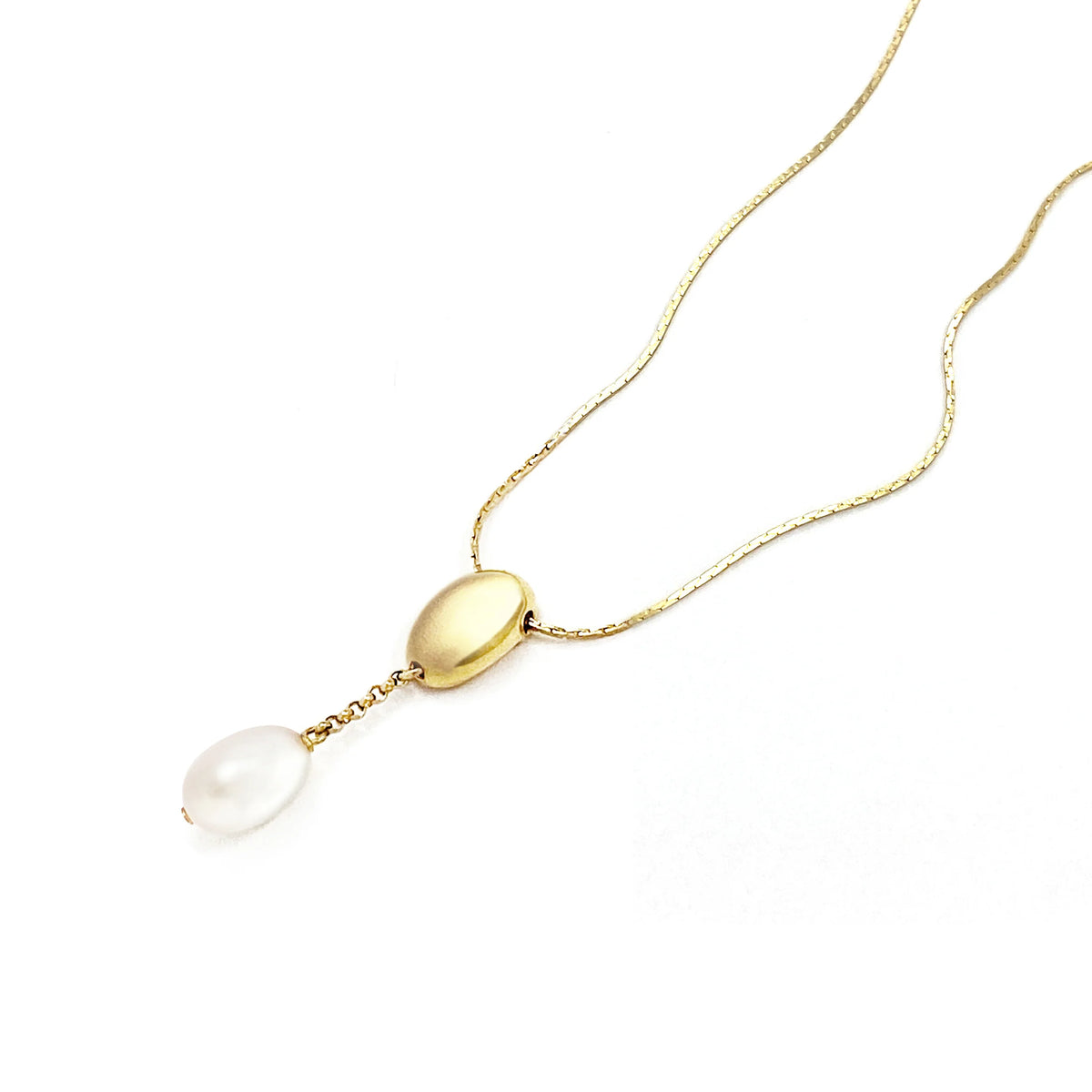 14K Gold Plated Pearl Drop Pendant Necklace