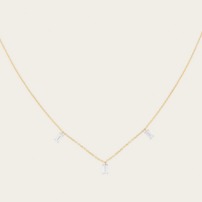 14K Gold Trio Baguette Lab-Grown Diamond Necklace