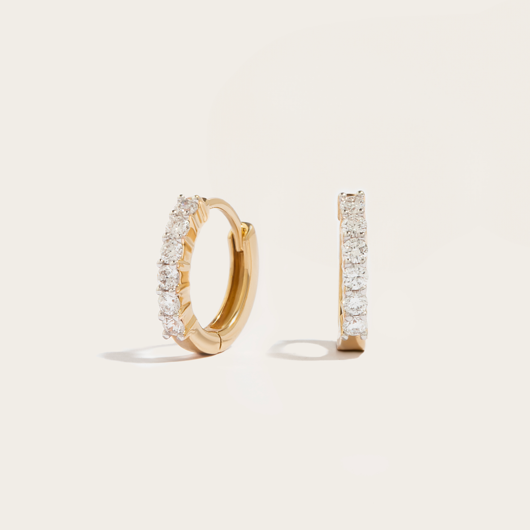 14K Gold Lab-Grown Diamond Pave Hoop Huggies