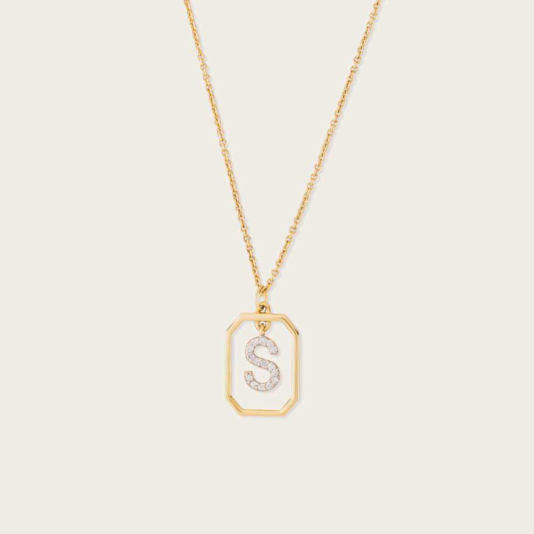 14K Gold Lab-Grown Diamond Letter Necklaces