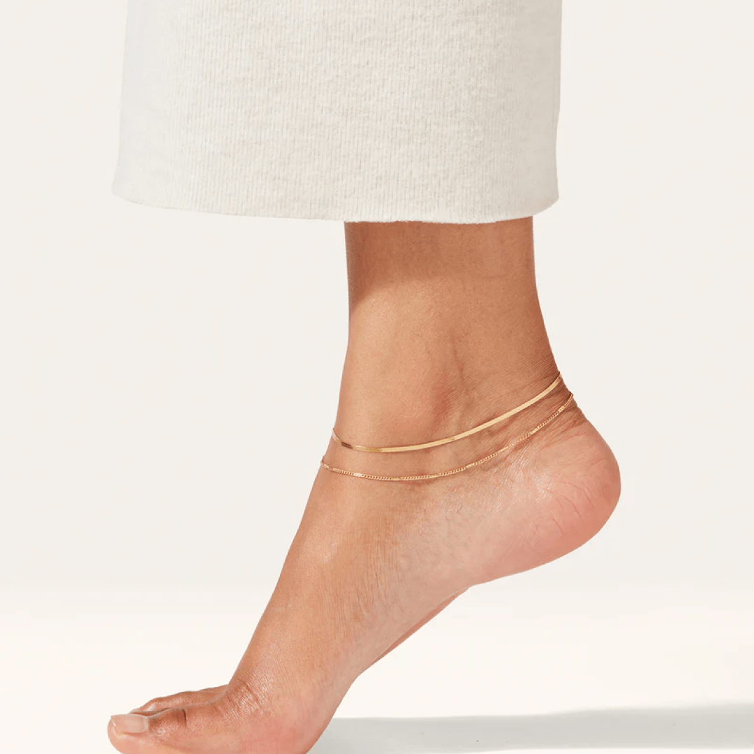 14K Gold Plated Surfside Layered Anklet