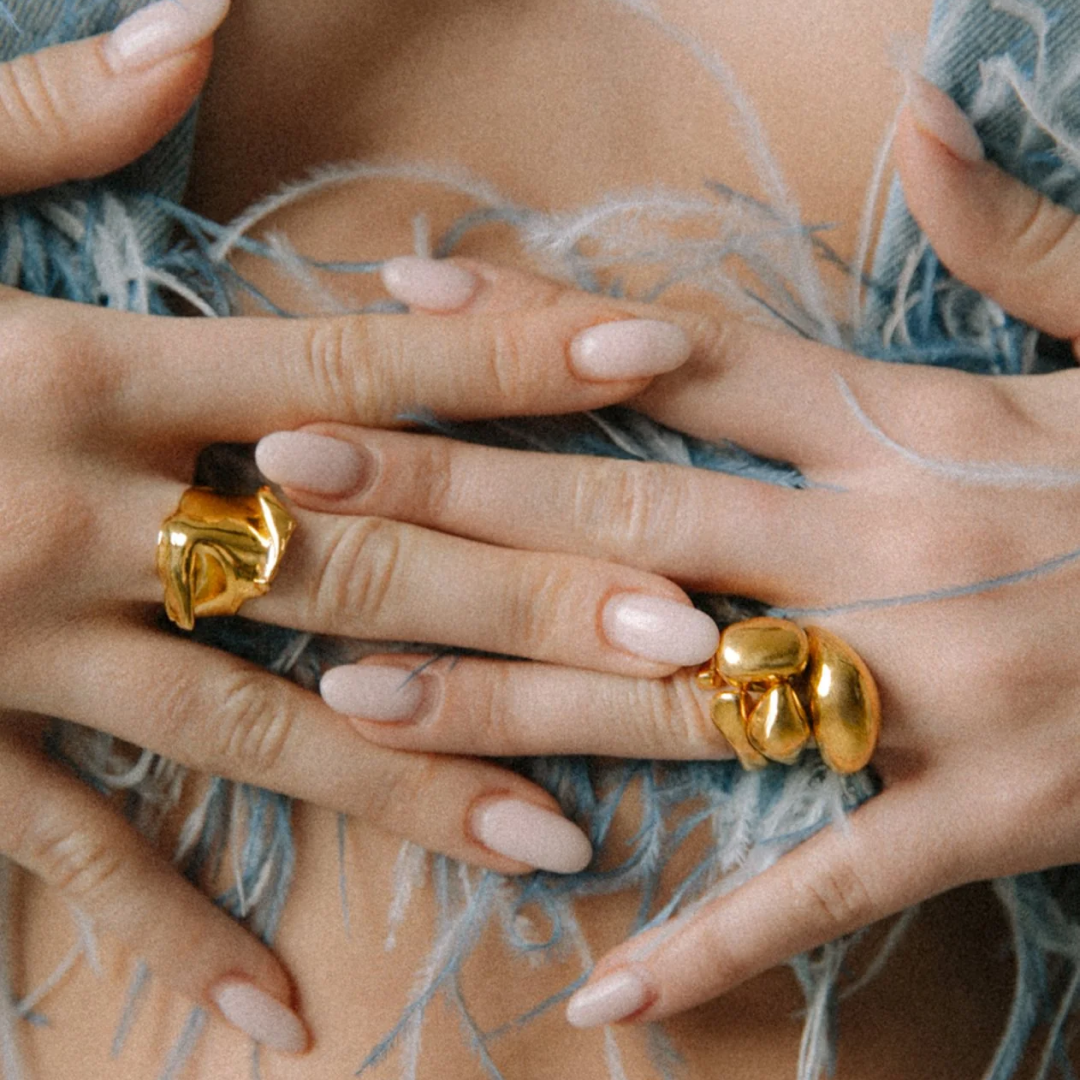 Gold Plated Pebble Stackable Ring Set
