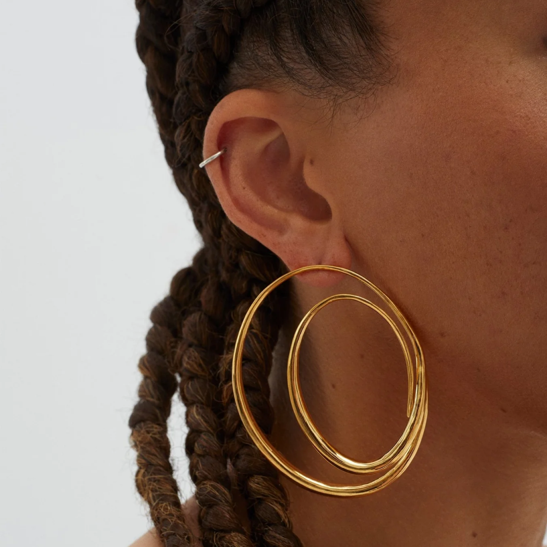 Gold Plated Mega Elipse Spiral Hoops