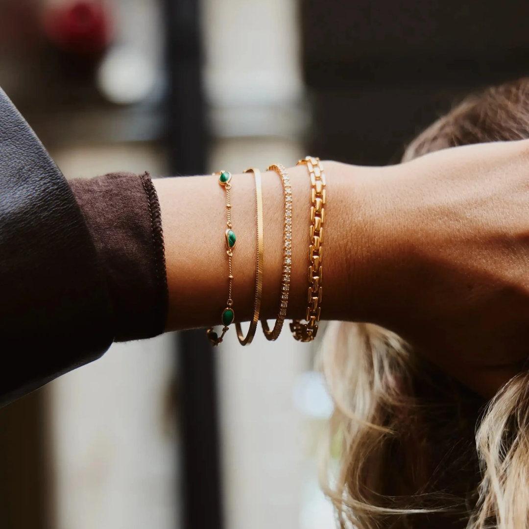 18K Gold Magma Gemstone Charm Bracelet