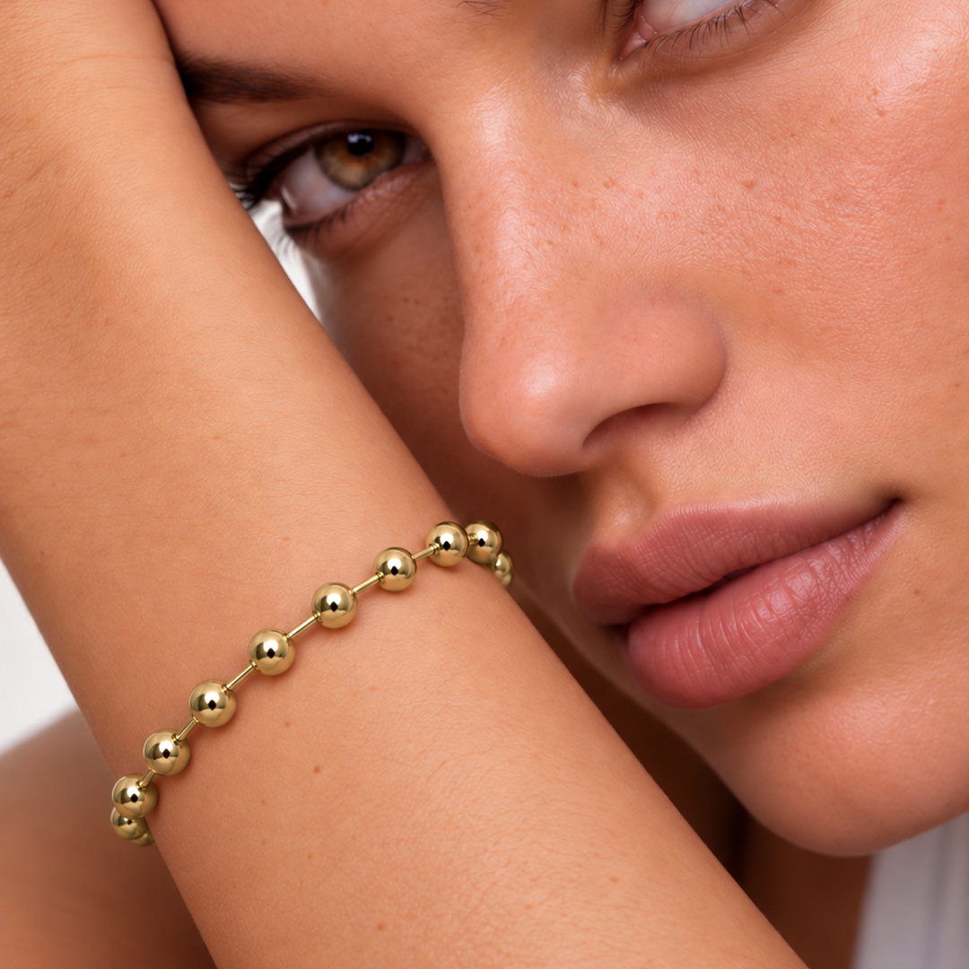 14K Gold Plated Beaded Bracelet