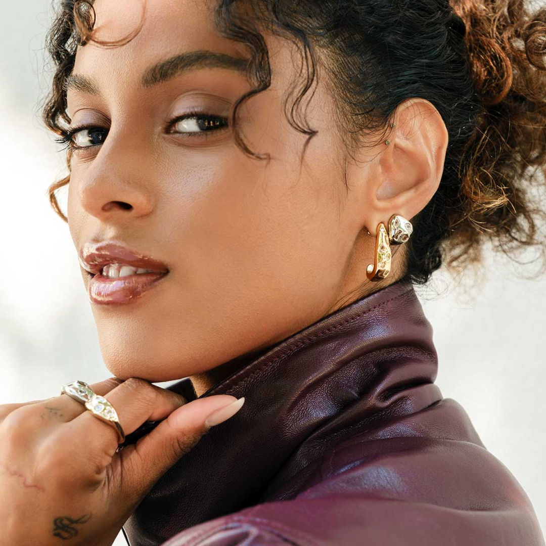 14K Gold Plated Fluid Ren Hoops