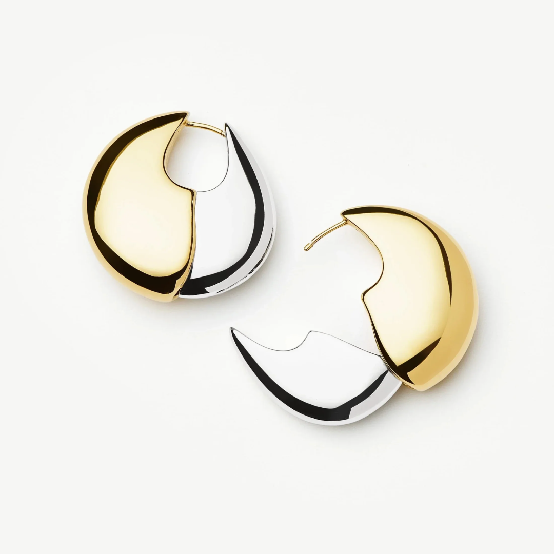 Two Toned Sculptural Pebble Hoops