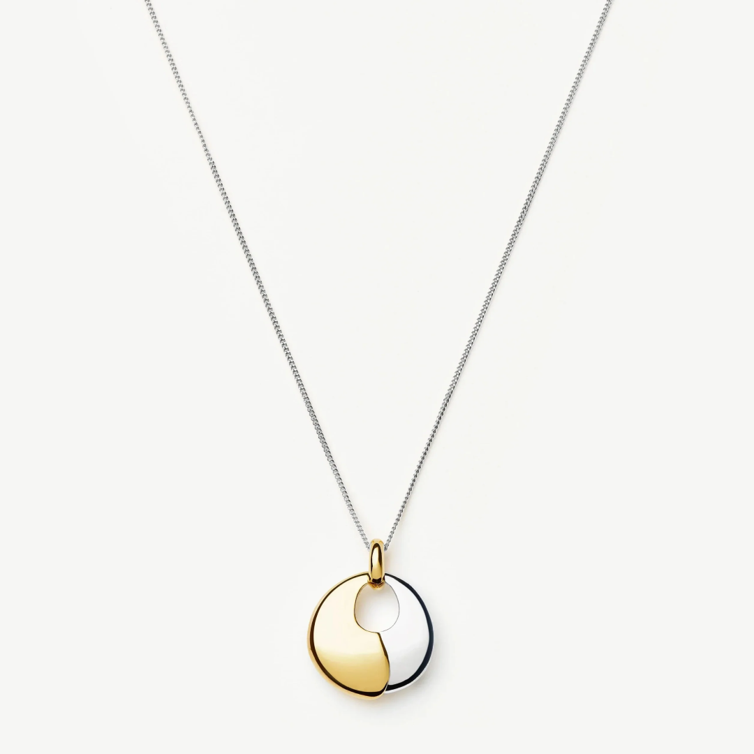 Two-Tone Pebble Pendant Necklace Set