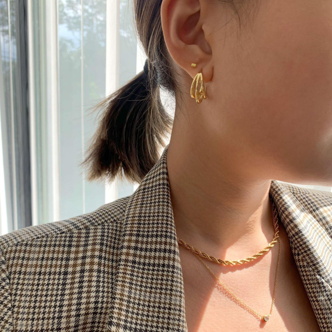 Gold-Plated Mini Tri-Hoop Earrings