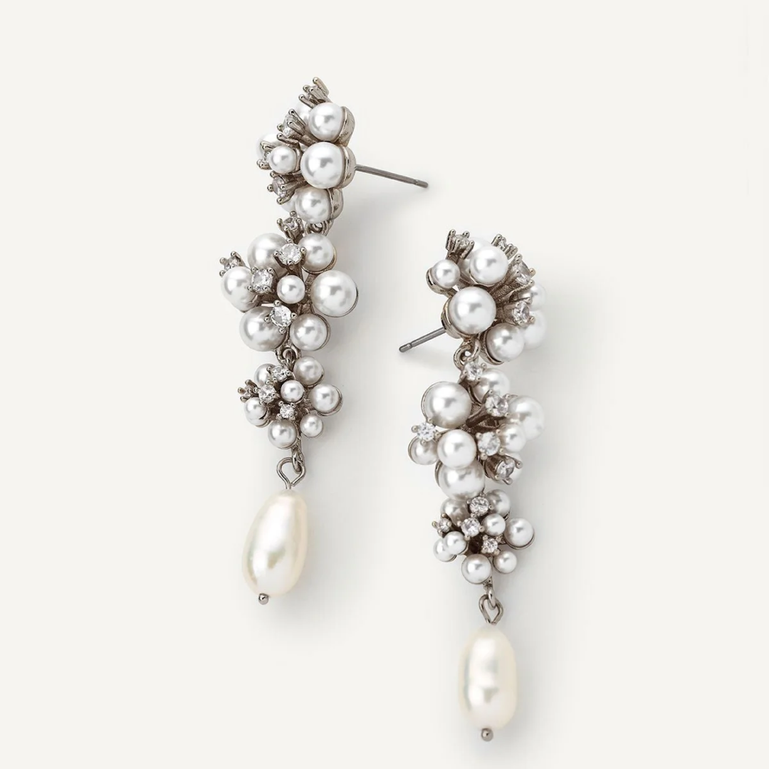 Silver Plated Statement Blanchette Drop Earrings