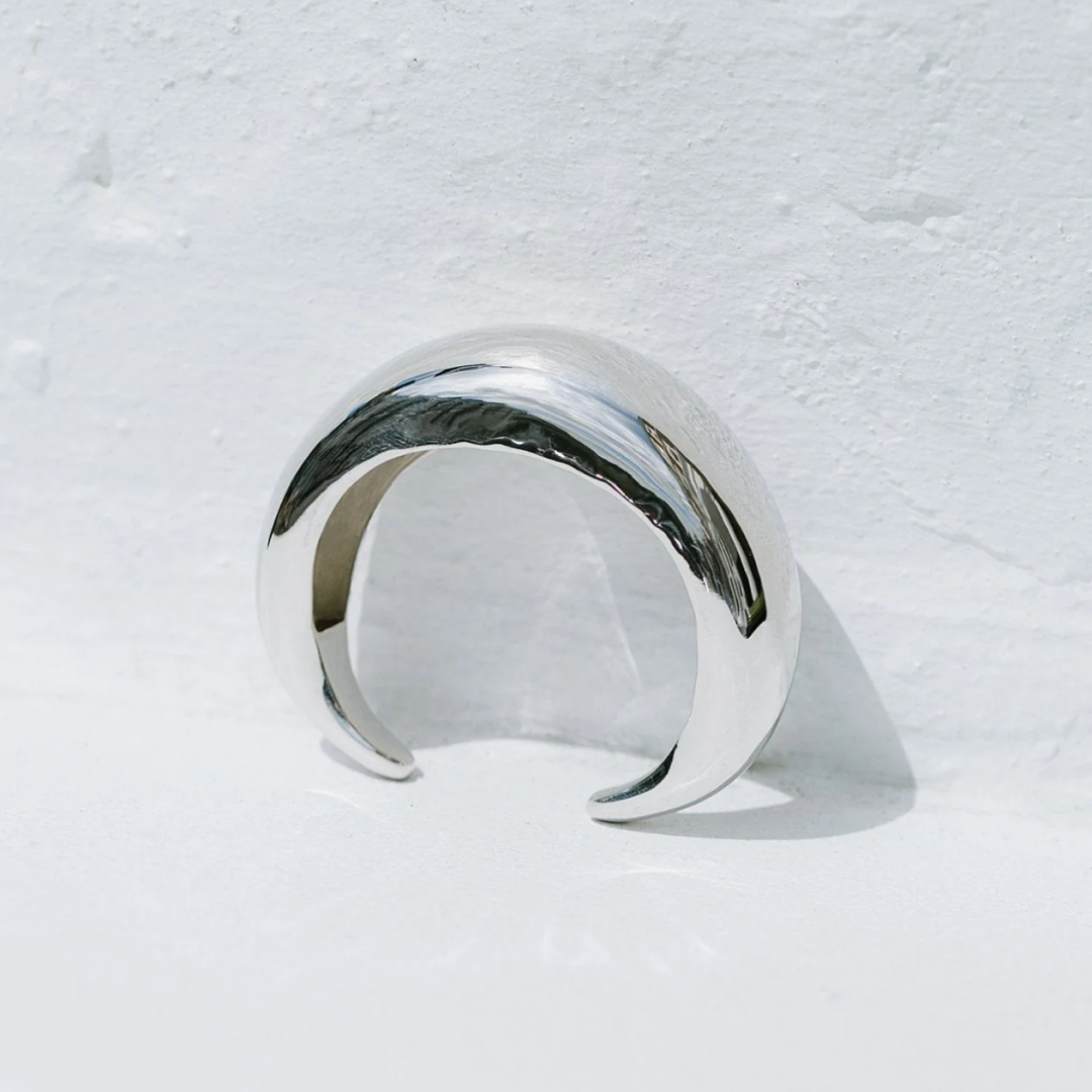 Rhodium Silver Statement Sirena Cuff Bracelet