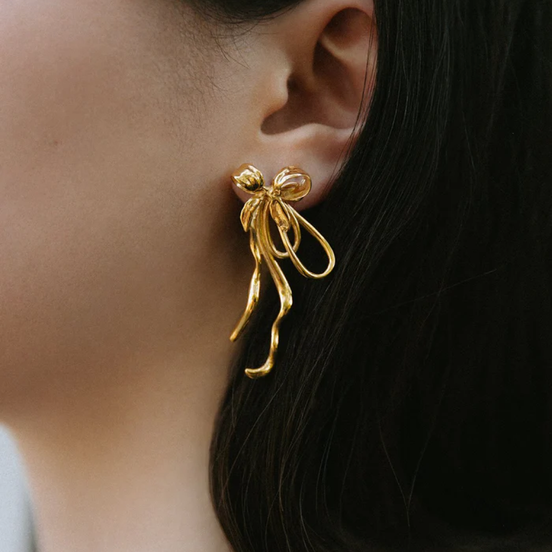 Mini 24K Gold Plated Bow Earrings