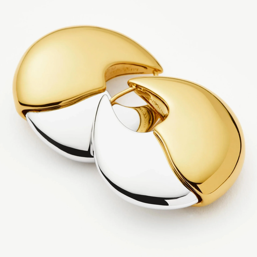 Two Toned Sculptural Pebble Hoops