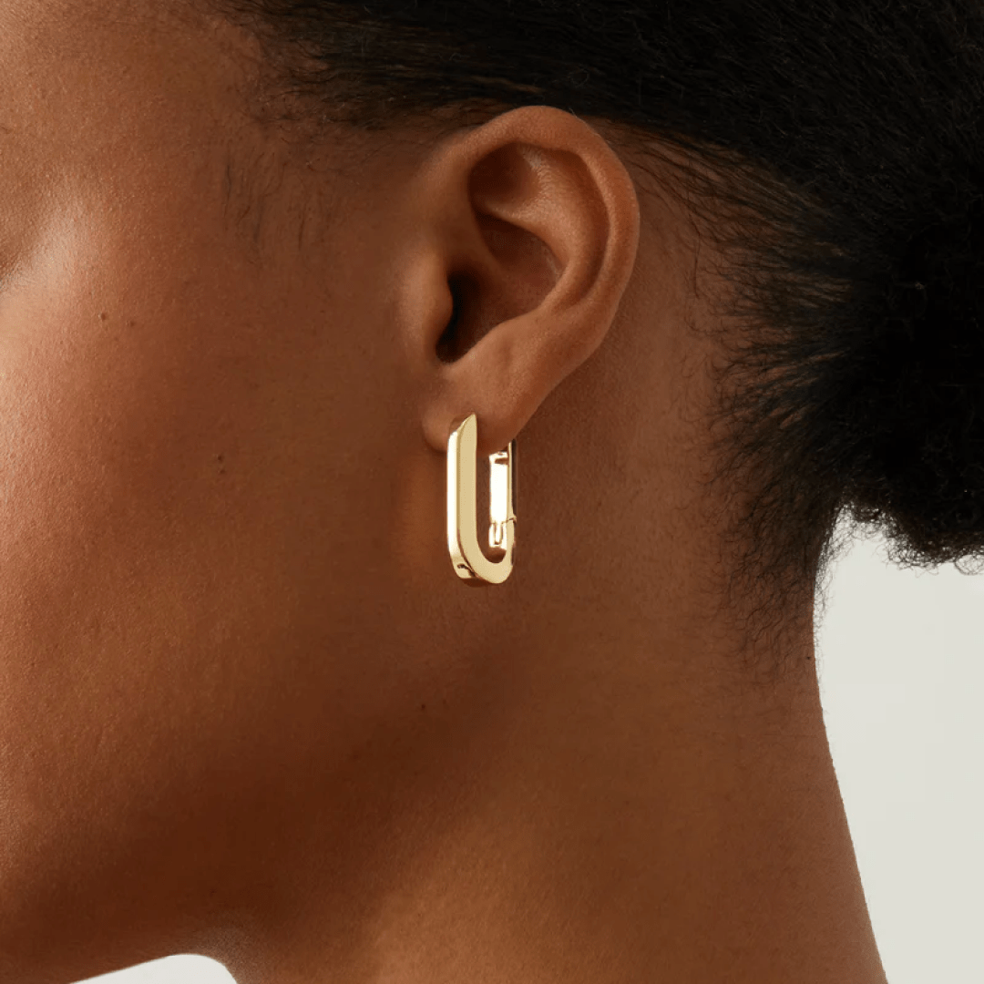 14K Gold Plated U-Link Earrings