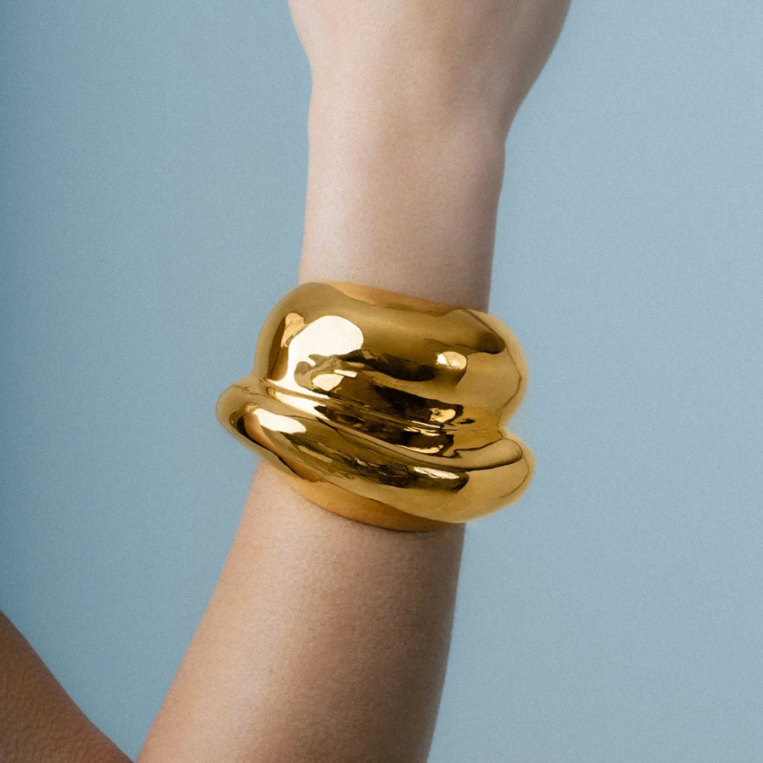 Gold Plated Statement Ovo Cuff Bracelet