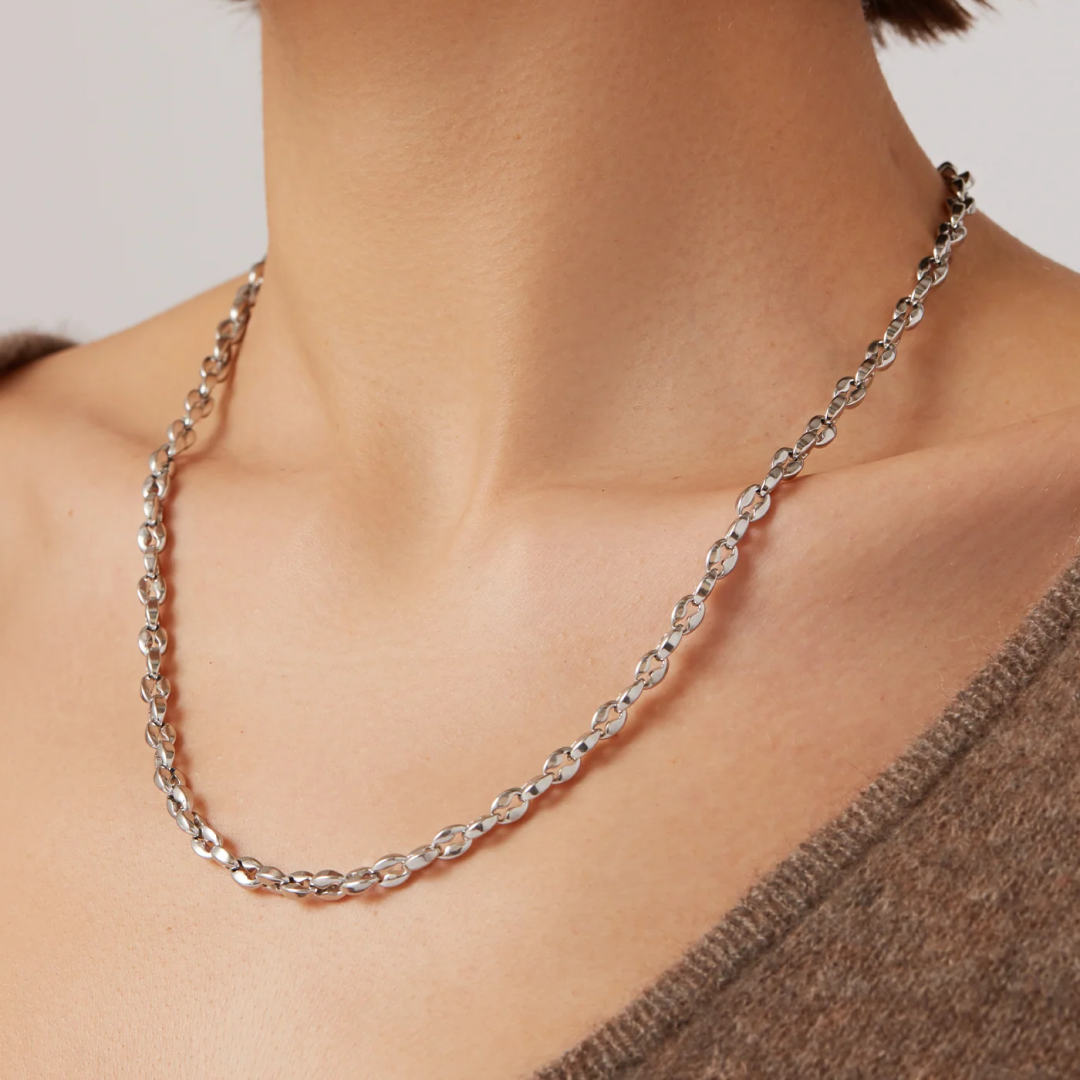 Platinum Plated Dhani Chain Necklace