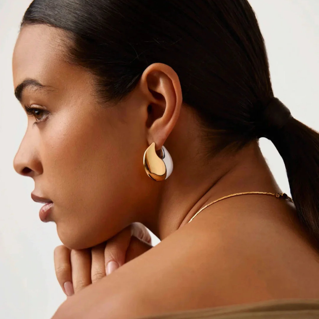 Two Toned Sculptural Pebble Hoops