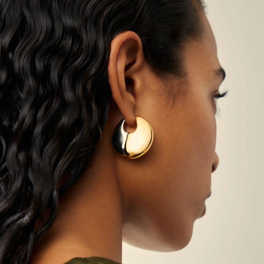 Two Toned Sculptural Pebble Hoops