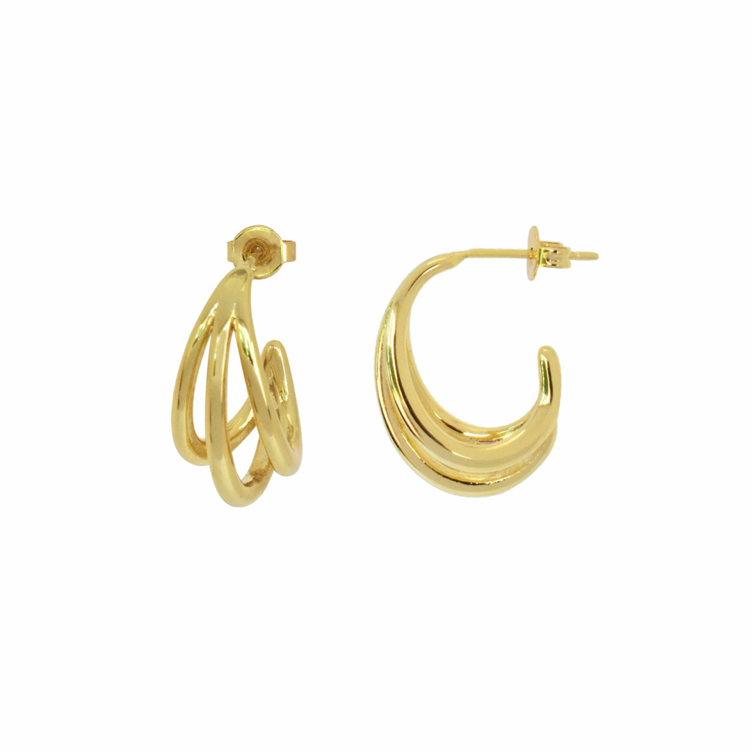 Gold-Plated Mini Tri-Hoop Earrings