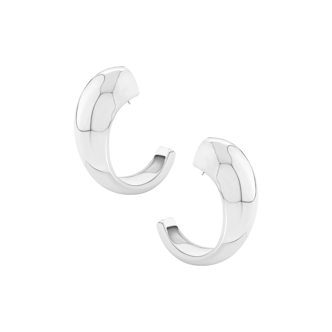 Rhodium SIlver Statement Sirena Chunky Hoops