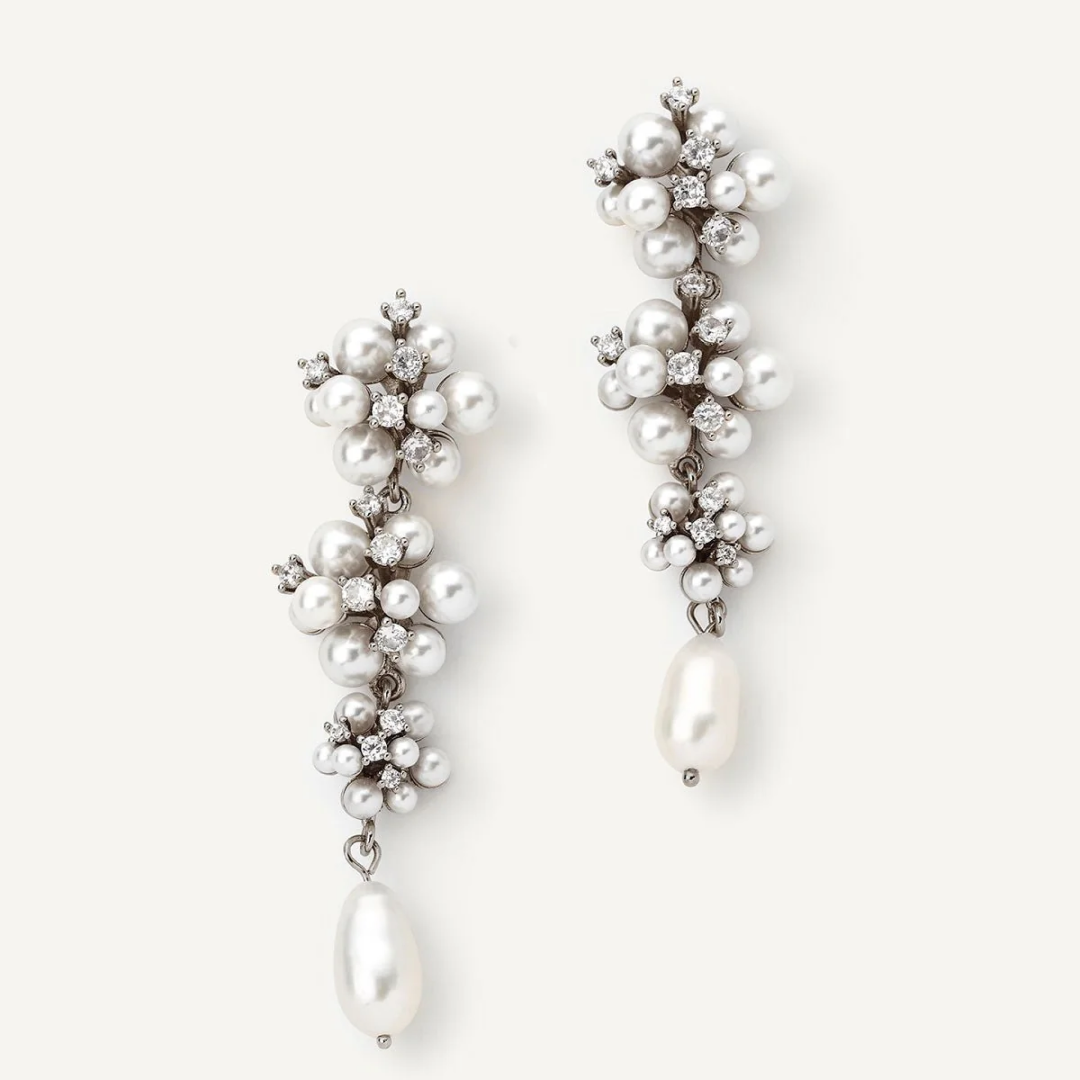 Silver Plated Statement Blanchette Drop Earrings
