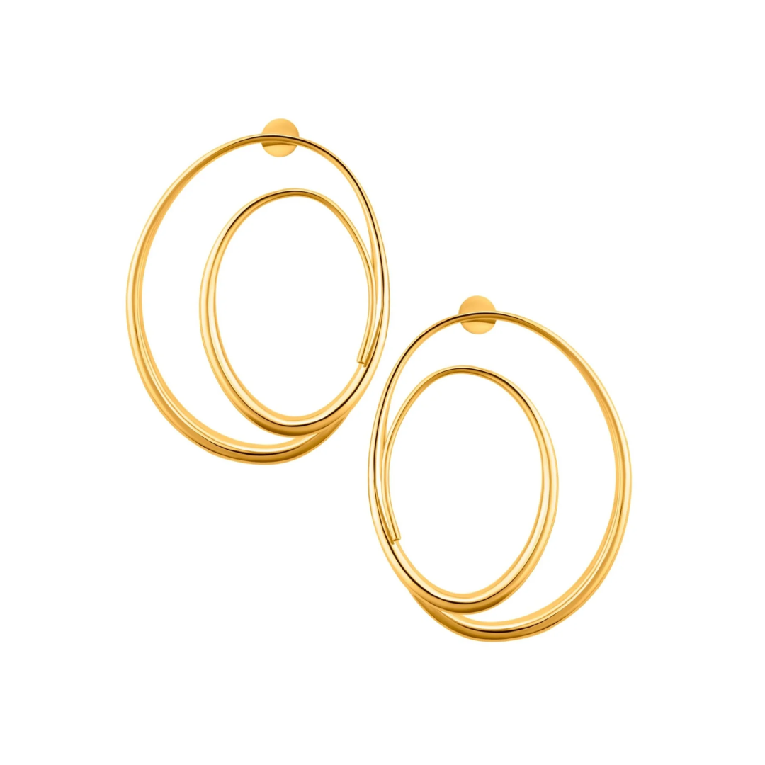 Gold Plated Mega Elipse Spiral Hoops