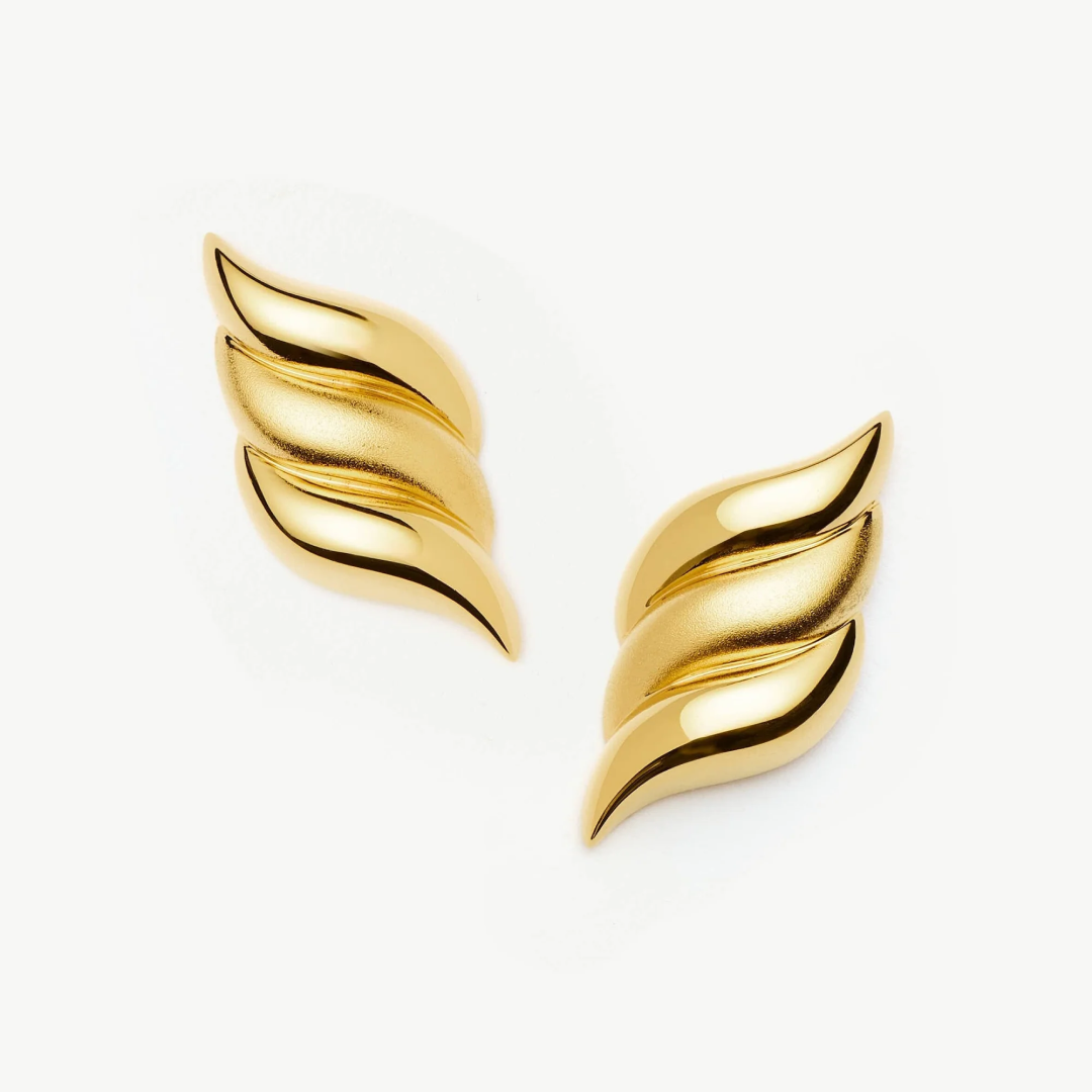 18K Gold Plated Savi Oversized Ridged Studs