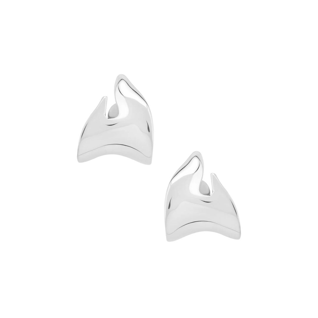 Rhodium Silver Tavros Sculptural Earrings