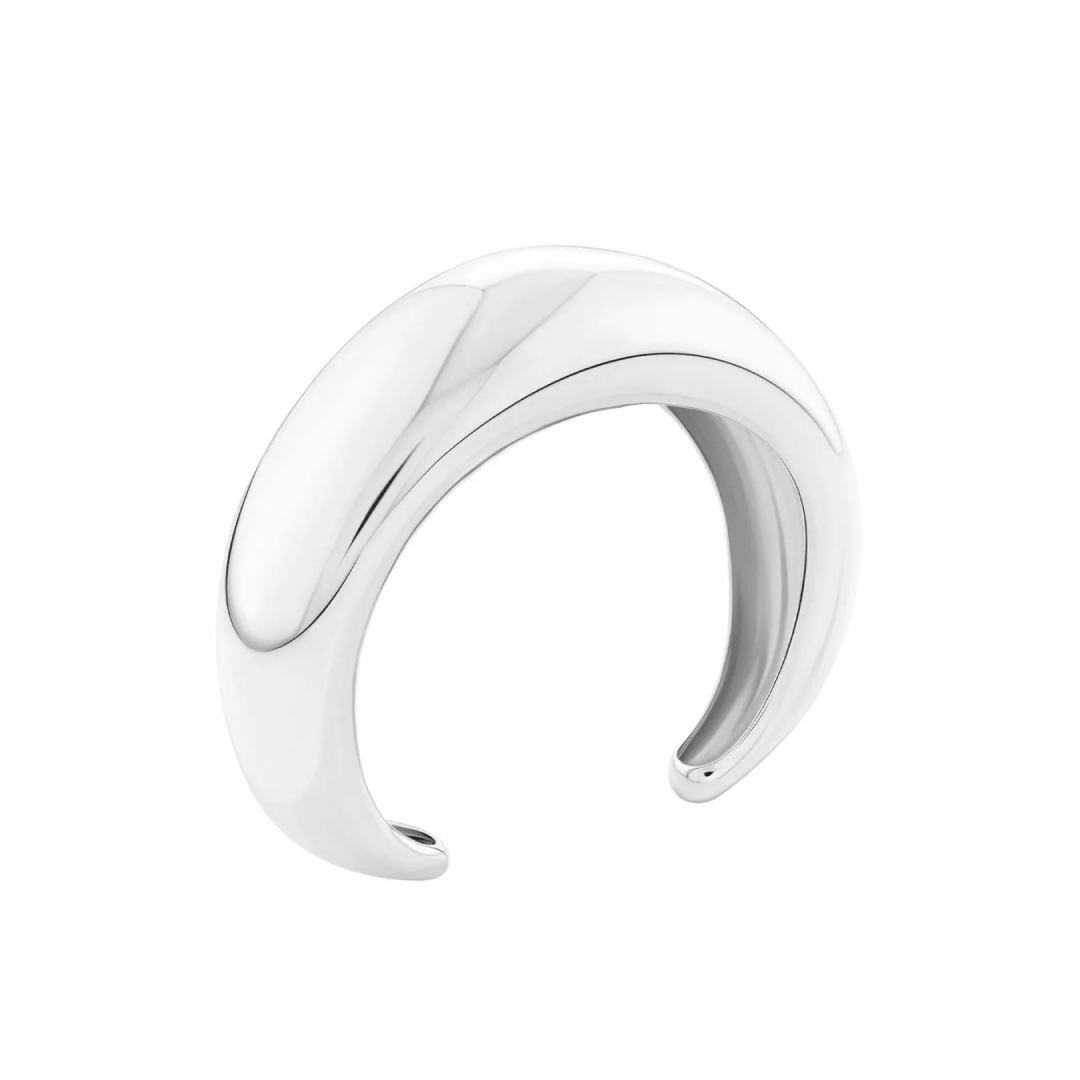 Rhodium Silver Statement Sirena Cuff Bracelet