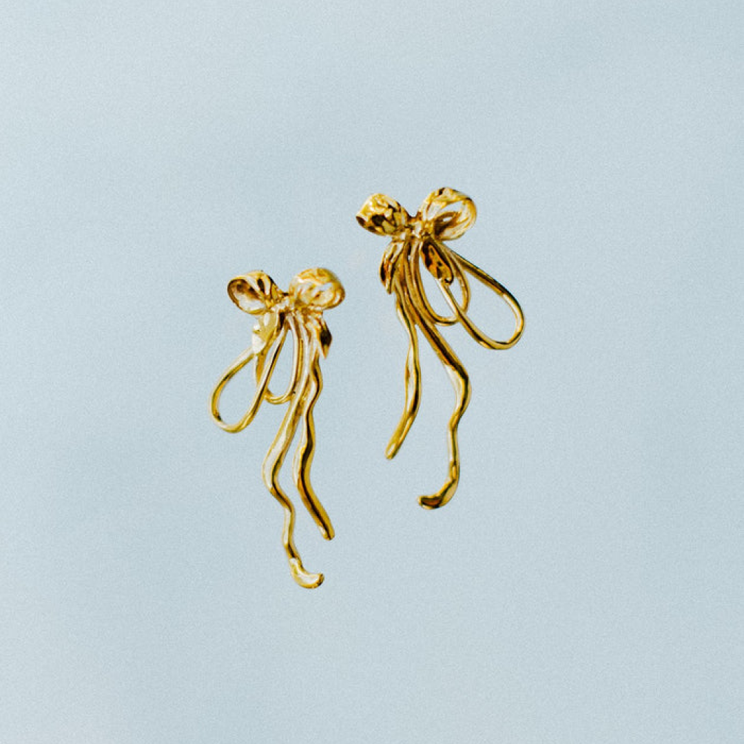 Mini 24K Gold Plated Bow Earrings