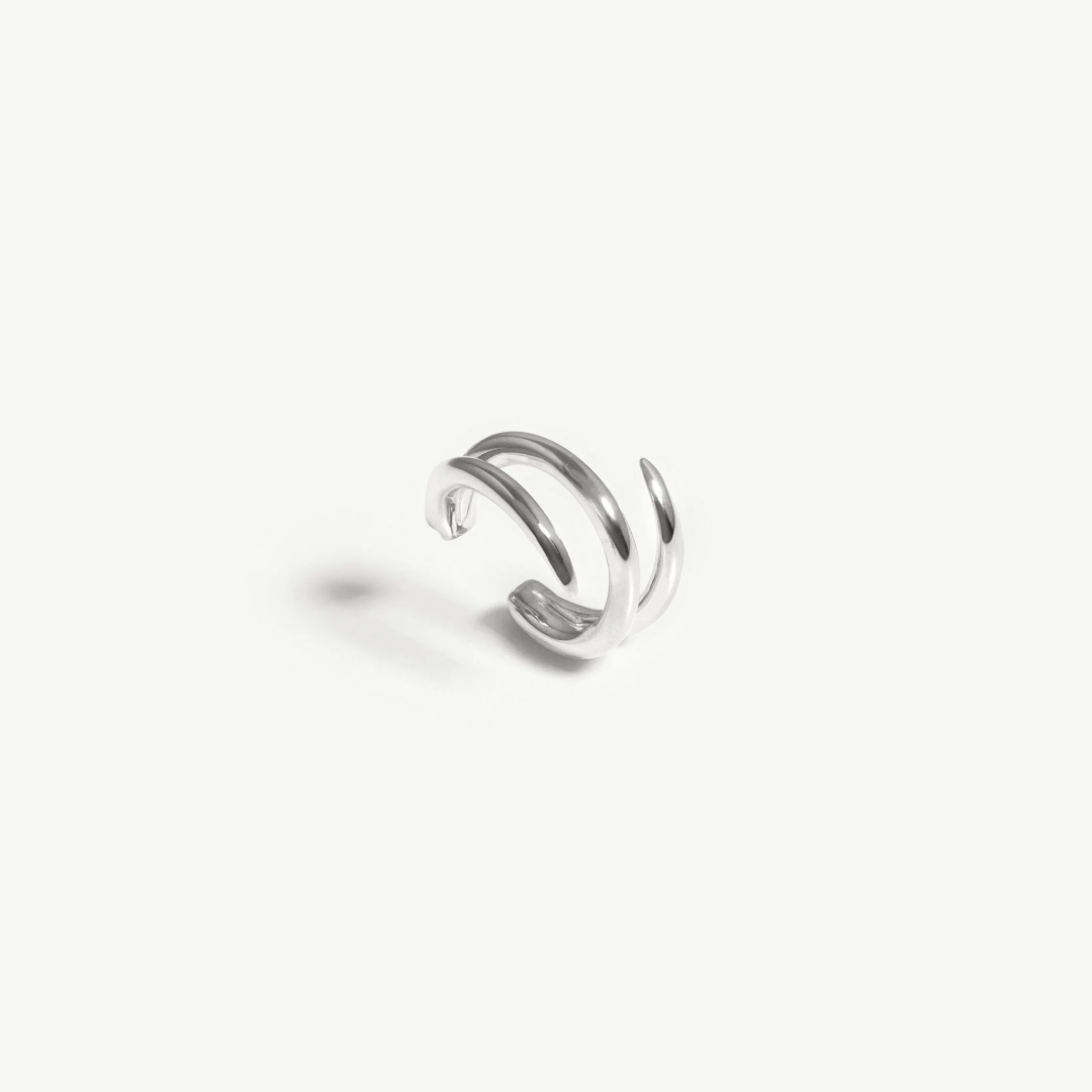 Rhodium Silver Claw Ear Cuff