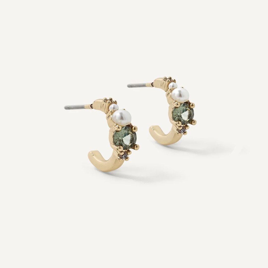 Oliver Pearl Huggie Hoops