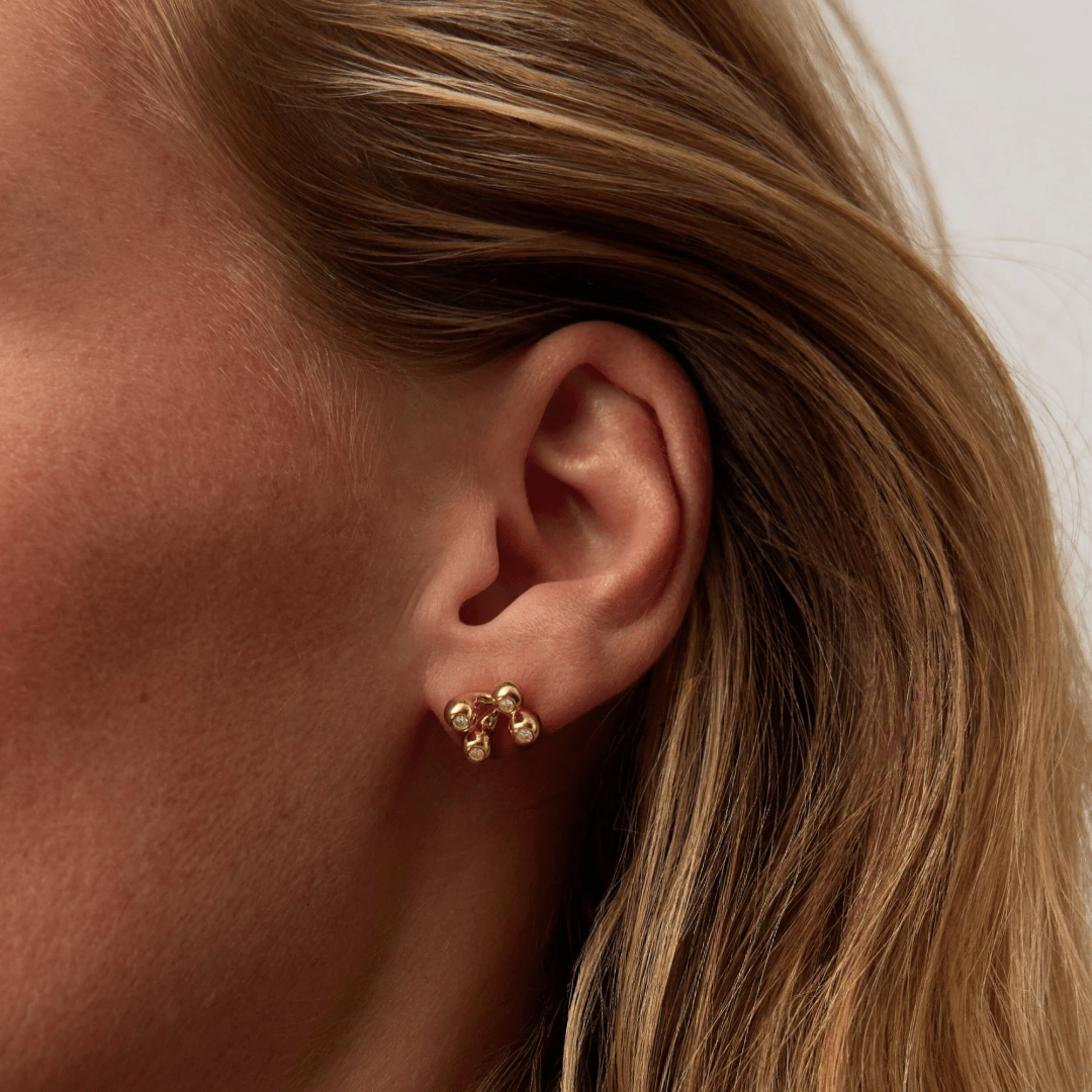 18K Gold Vermeil Atom Mini Stud Earrings