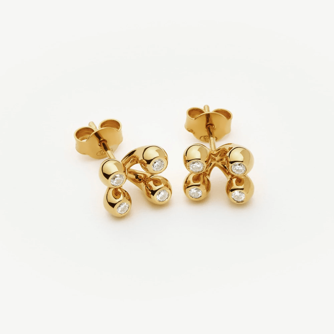 18K Gold Vermeil Atom Mini Stud Earrings