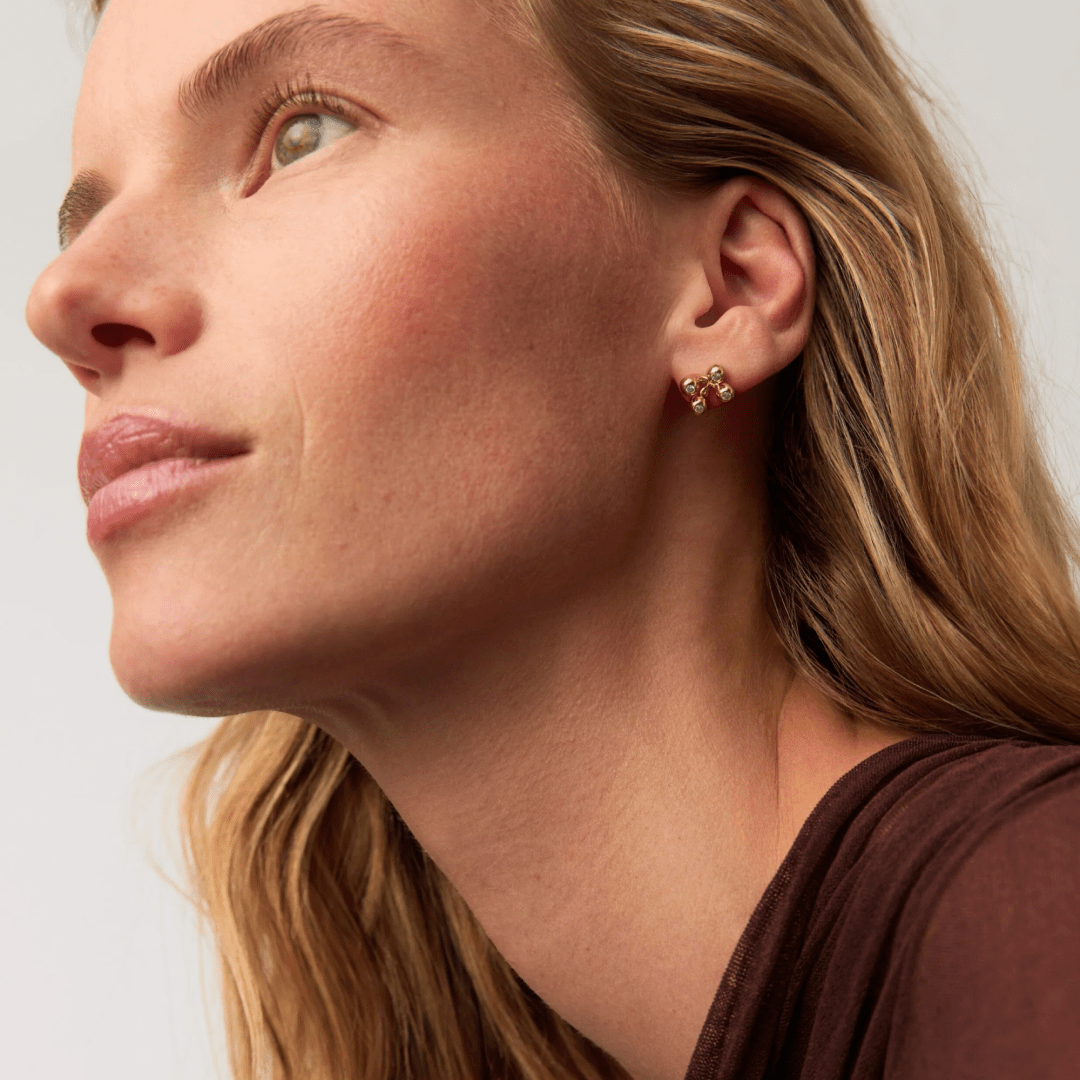 18K Gold Vermeil Atom Mini Stud Earrings